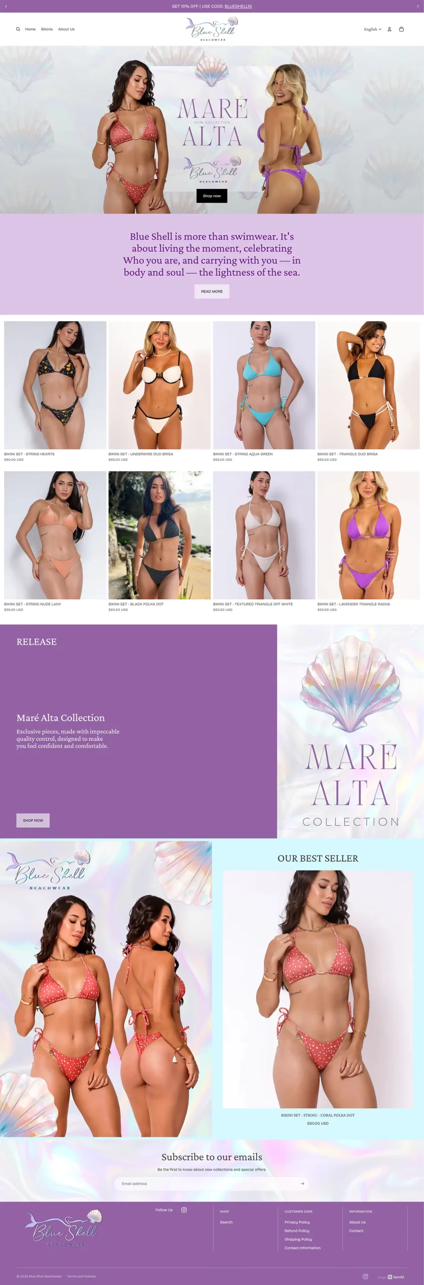 Loja Shopify Blue Shell Beachwear